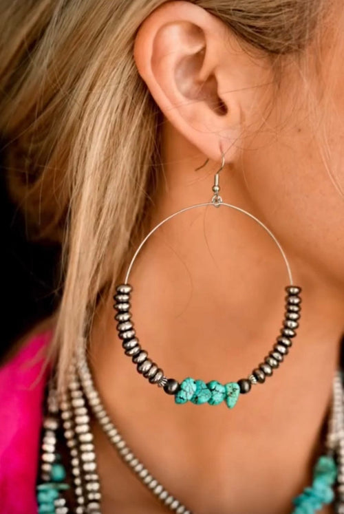 Shop Envi Me Earrings The Saginaw Silver w Turquoise Hoop Earring