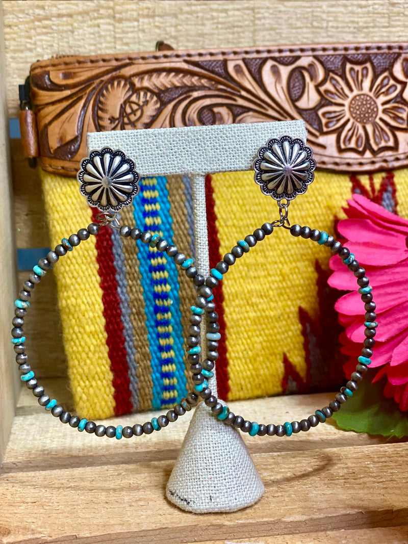 Shop Envi Me Earrings The Saguaro Silver & Turquoise Hoop Earring