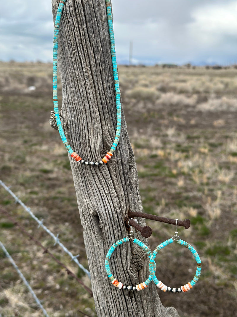 Shop Envi Me Necklaces The Saguaro Turquoise & Navajo Pearl Necklace & Earring Set