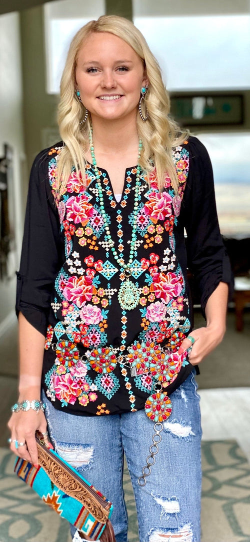 Shop Envi Me tops The San Angelo Embroidered Top