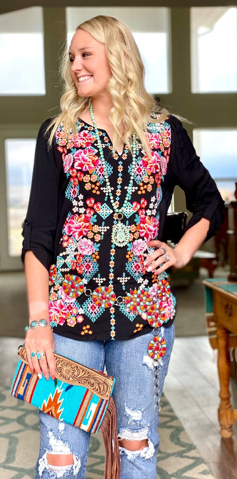 Shop Envi Me tops The San Angelo Embroidered Top