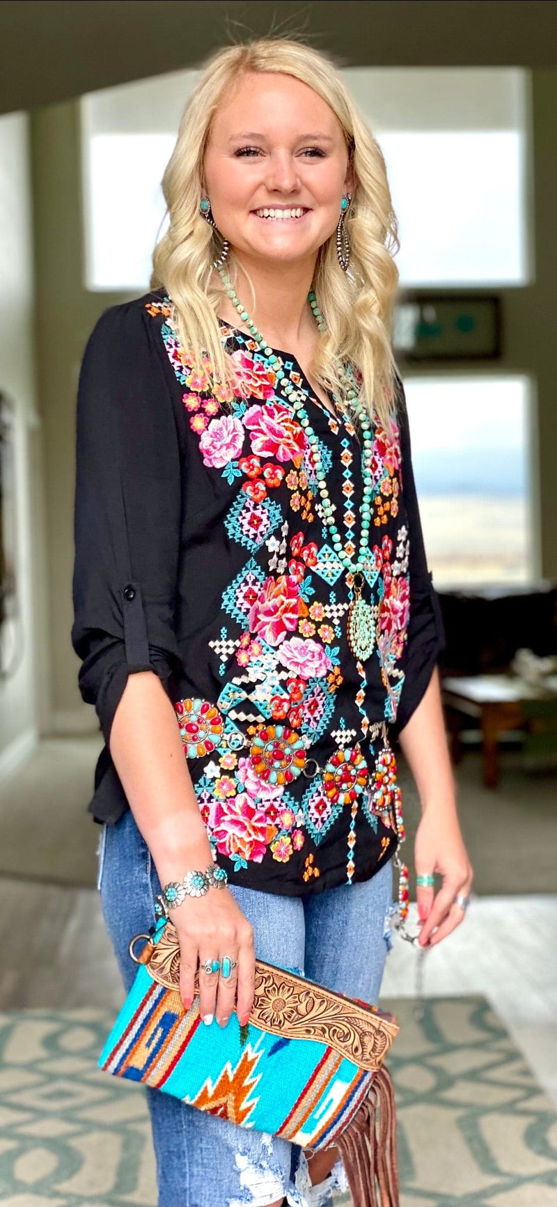 Shop Envi Me tops The San Angelo Embroidered Top