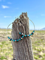 Shop Envi Me Earrings Turquoise The San Corrales Sterling & Real Turquoise Navajo Pearl Hoop Earring