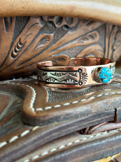 Shop Envi Me Bracelets Sterling Silver Copper & Blue Bird Kingman Turquoise The San Jefe  Copper Sterling Silver & Turquoise (Real) Cuff Bracelet