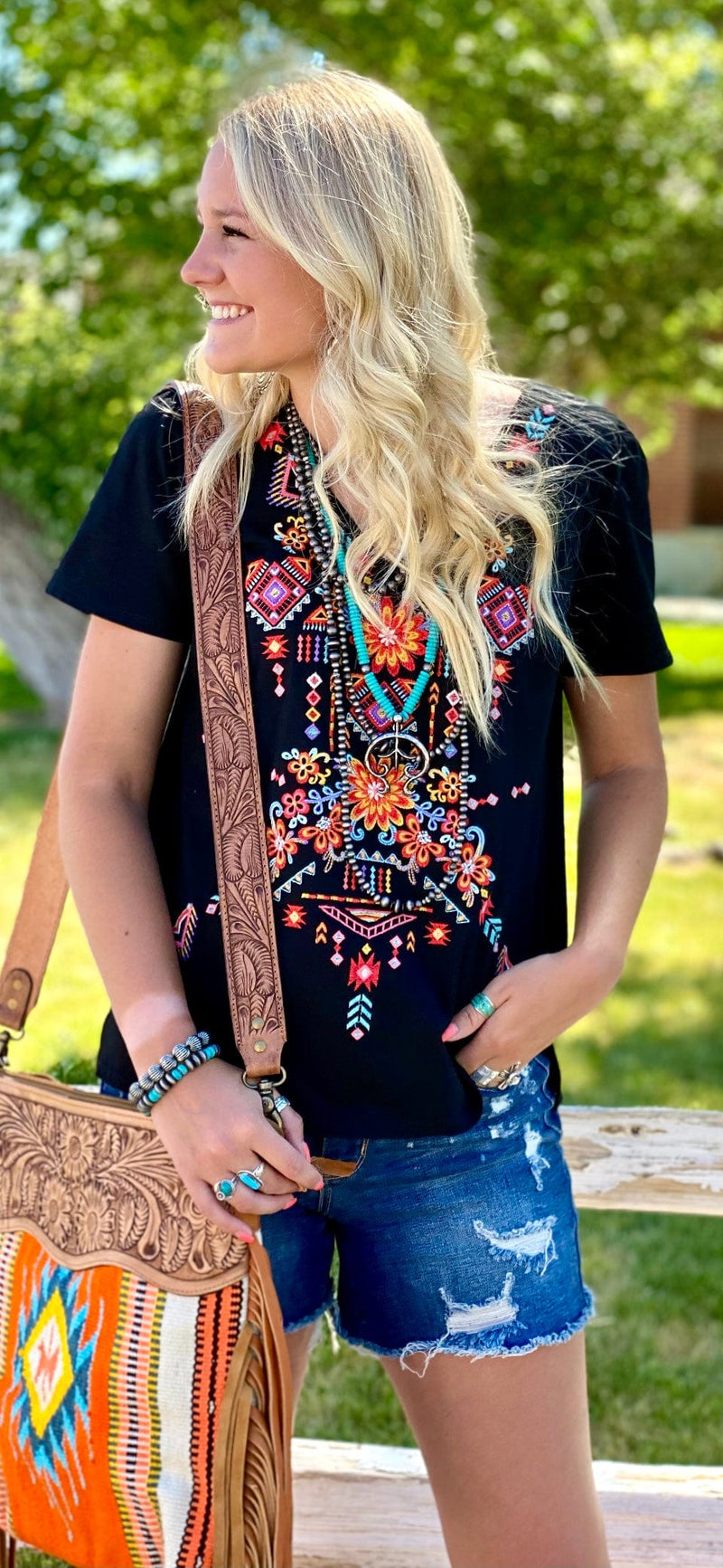 Shop Envi Me Tops and Tunics The San Simeon Embroidered V Neck Top