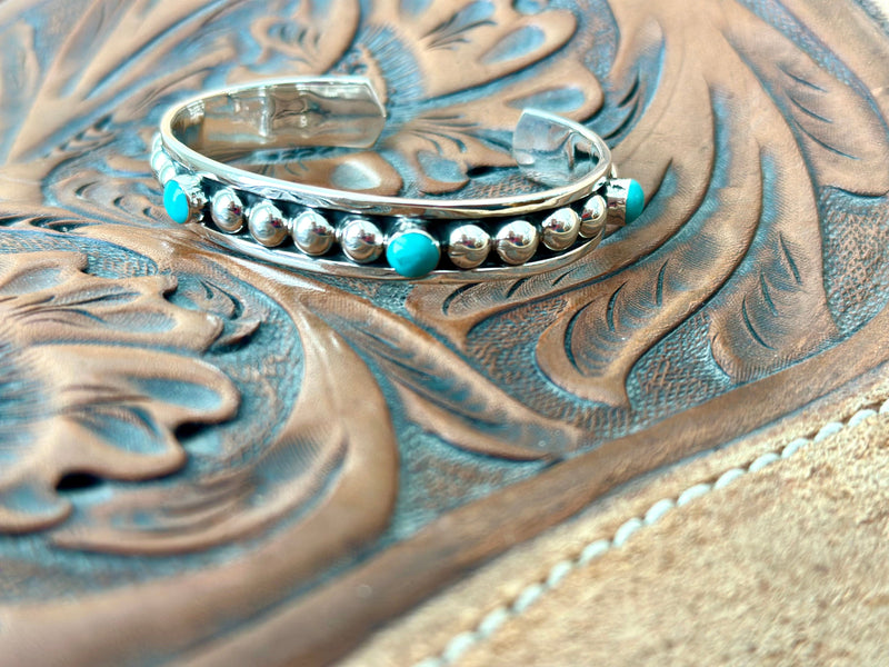 Shop Envi Me Bracelets Silver & Turquoise The San Simione Sterling Silver & Turquoise Southwest Cuff Bracelet
