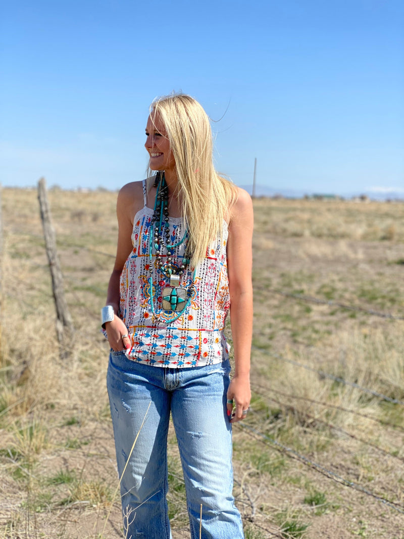 Shop Envi Me Tops and Tunics The Santa Barbara Embroidered Tank