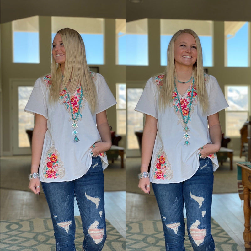 Shop Envi Me Tops and Tunics The Santa Rosa Embroidered Top