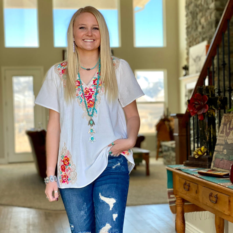 Shop Envi Me Tops and Tunics The Santa Rosa Embroidered Top