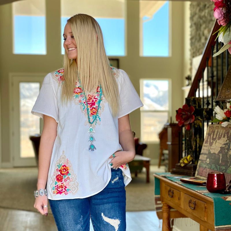 Shop Envi Me Tops and Tunics The Santa Rosa Embroidered Top
