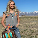Shop Envi Me Tops and Tunics The Santa Rosa Striped Embroidered 2.2 Top