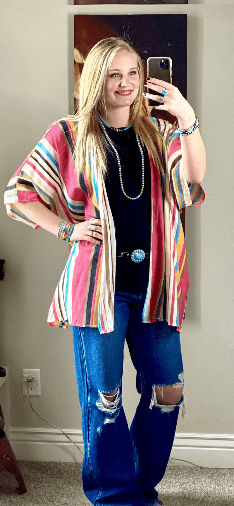 Shop Envi Me Cardigans and Kimonos The Santa Rosa Striped Kimono