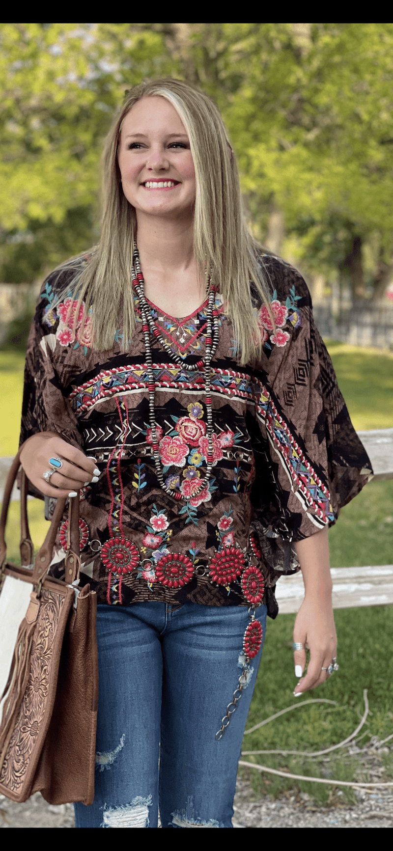 Shop Envi Me Tops and Tunics The Senorita Embroidered Poncho Top