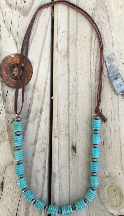 Shop Envi Me Necklaces Turquoise The Serieza Stone On Leather Necklace