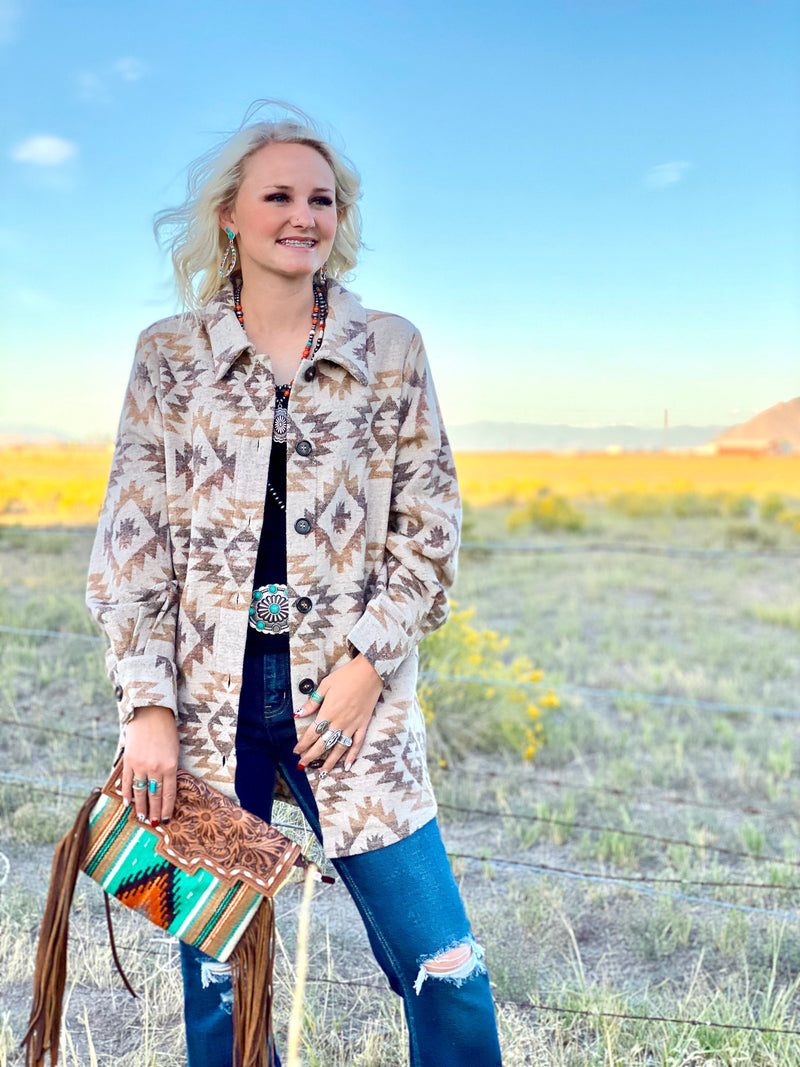 Shop Envi Me Cardigans and Kimonos The Sierra Nevada Aztec Shacket