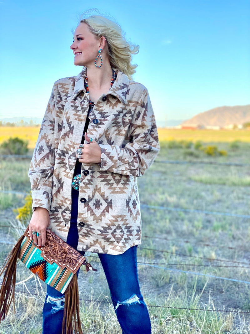 Shop Envi Me Cardigans and Kimonos The Sierra Nevada Aztec Shacket