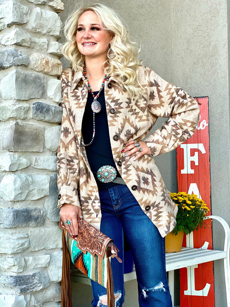 Shop Envi Me Cardigans and Kimonos The Sierra Nevada Aztec Shacket