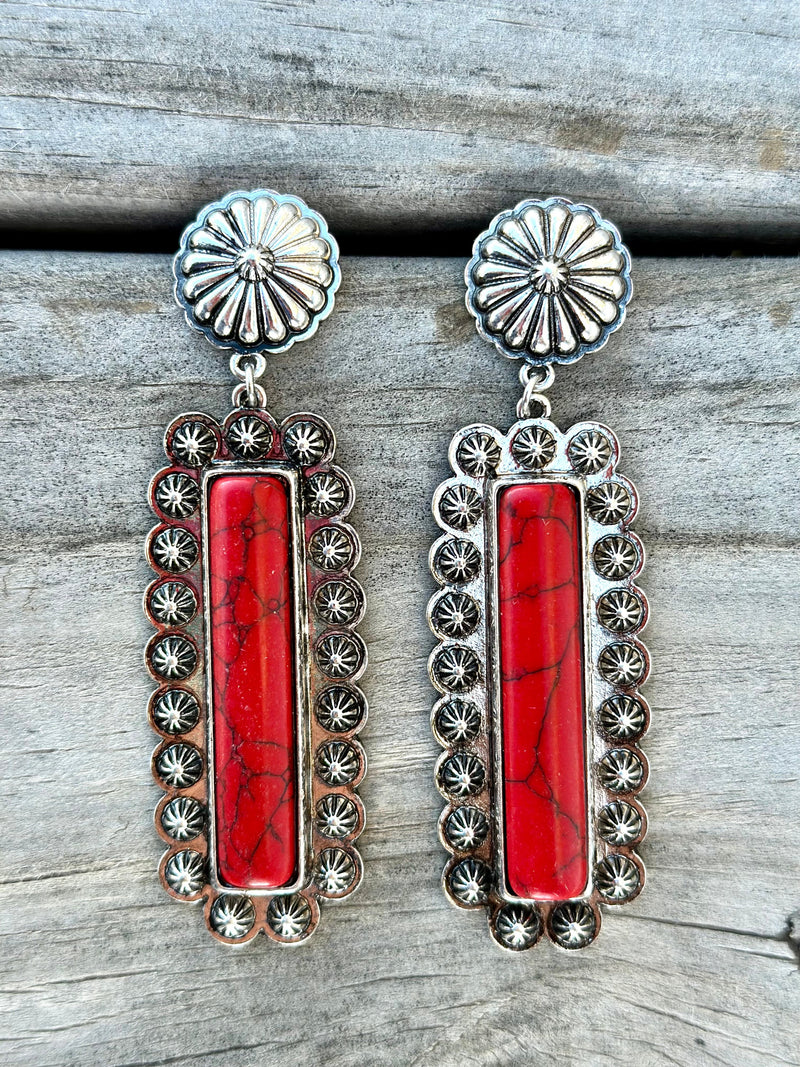 Shop Envi Me Jewelry Default Title / Silver The Silver Concho Coral Bar Earrings