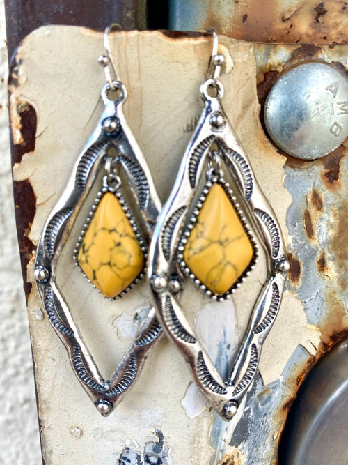 Shop Envi Me Earrings The Silver Engraved Mustard Southwest Drop Earrings