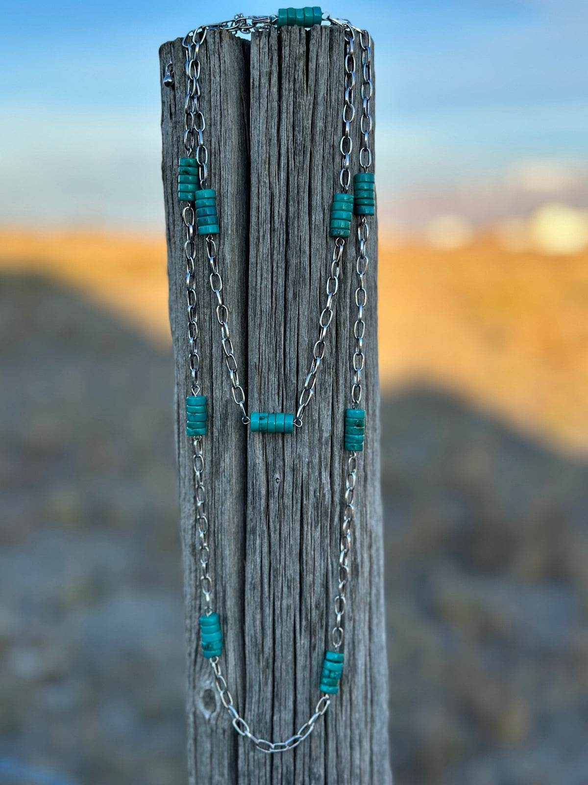 Shop Envi Me Necklaces The Silver Linked Stacked Turquoise Necklace