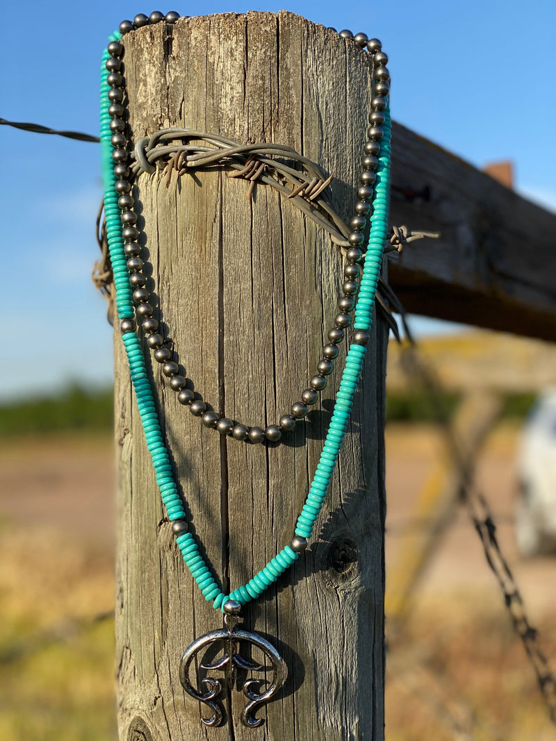 Shop Envi Me Necklaces Turquoise on Silver The South Of Rio Turquoise Squash Blossom Necklace