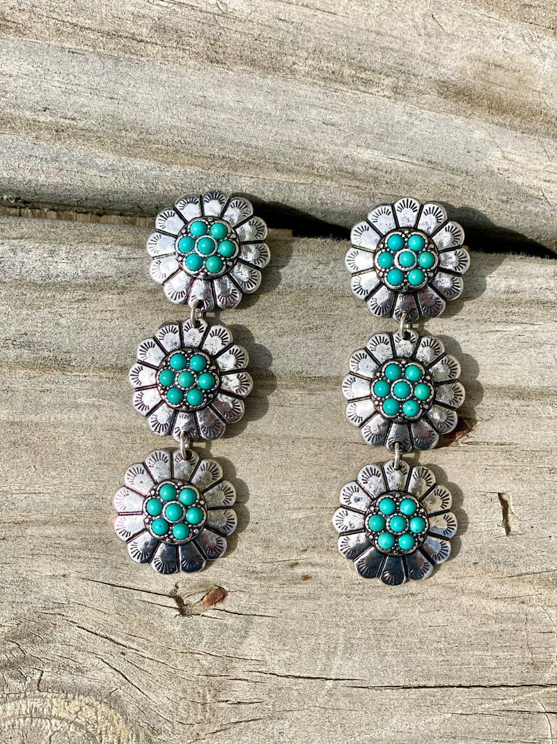 Shop Envi Me Earrings The South of Turquoise Triple Concho Vintage Earrings