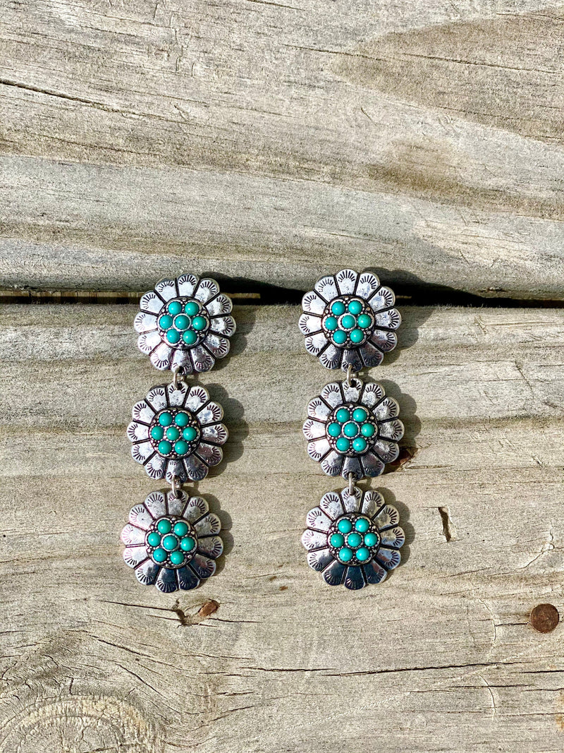 Shop Envi Me Earrings The South of Turquoise Triple Concho Vintage Earrings