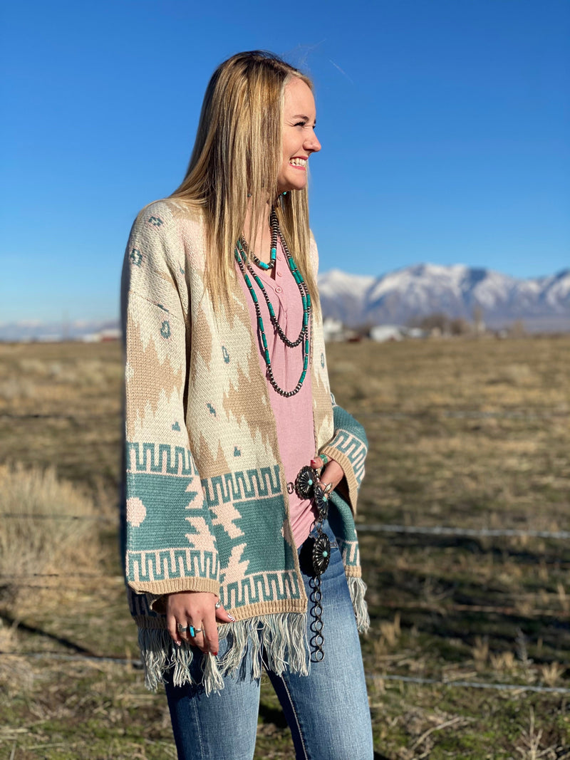 Shop Envi Me Cardigans and Kimonos The South Of Winter Tribal Cardigan