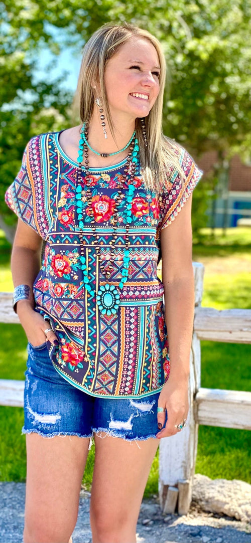 Shop Envi Me Tops and Tunics The Southwest Floral Embroidered Top