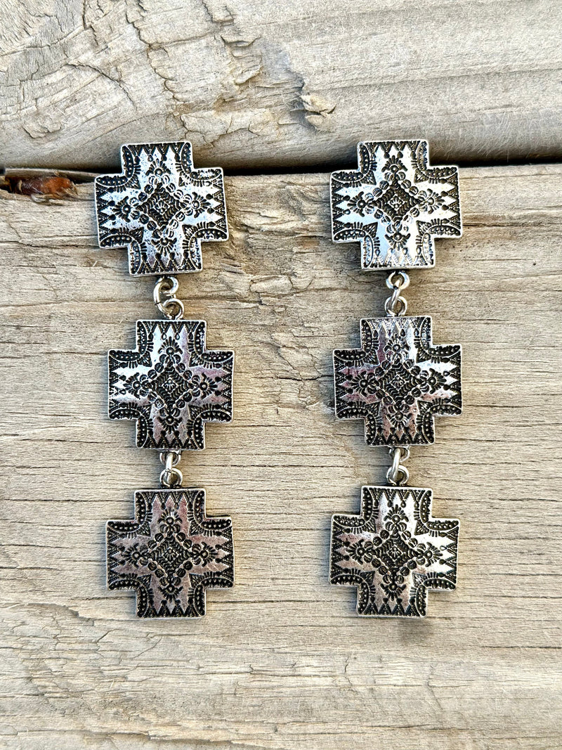 Shop Envi Me Earrings The Southwest Triple Cross Silver Earrings