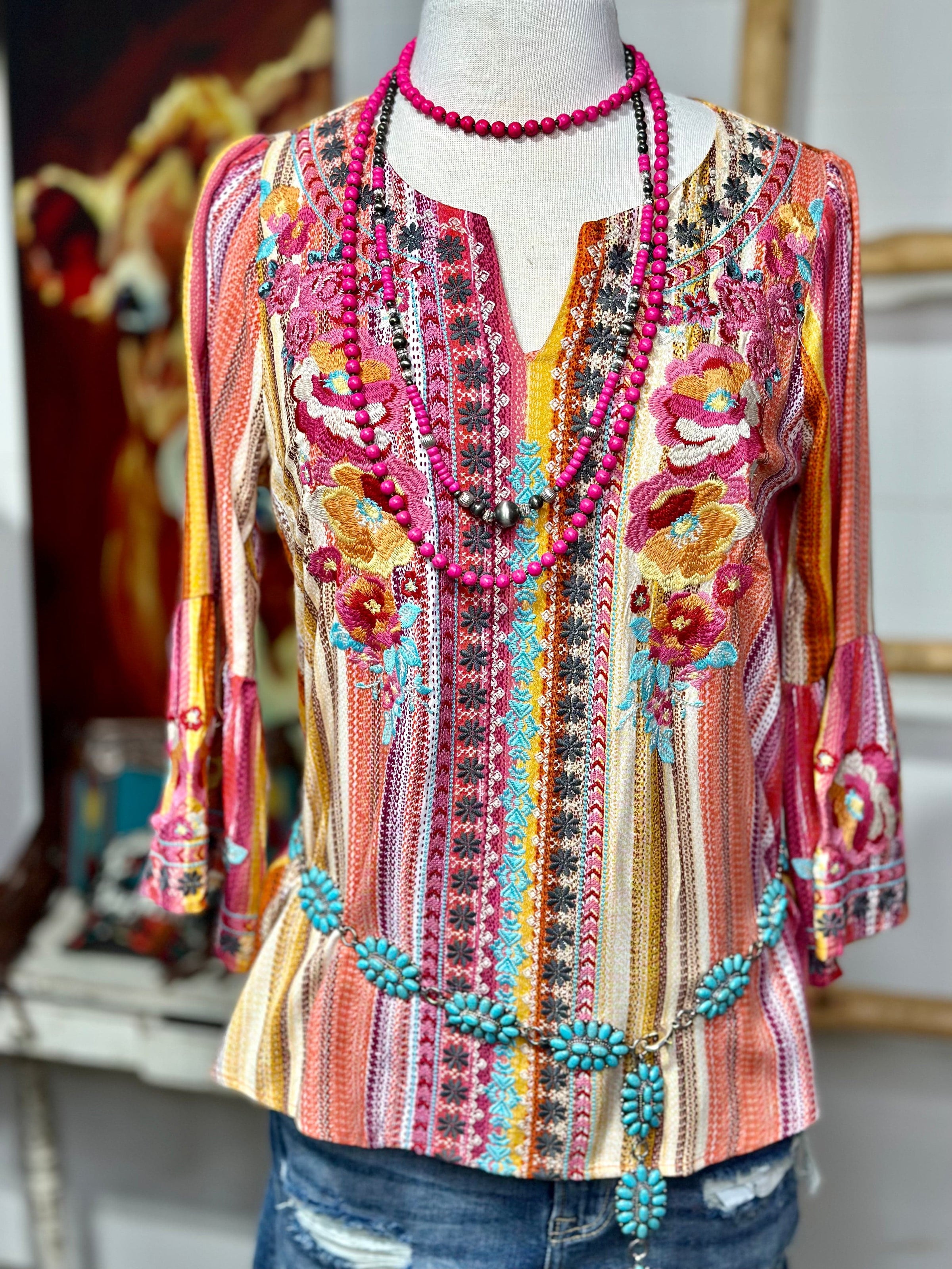 Shop Envi Me tops The Spring Ellensberg Embroidered Top