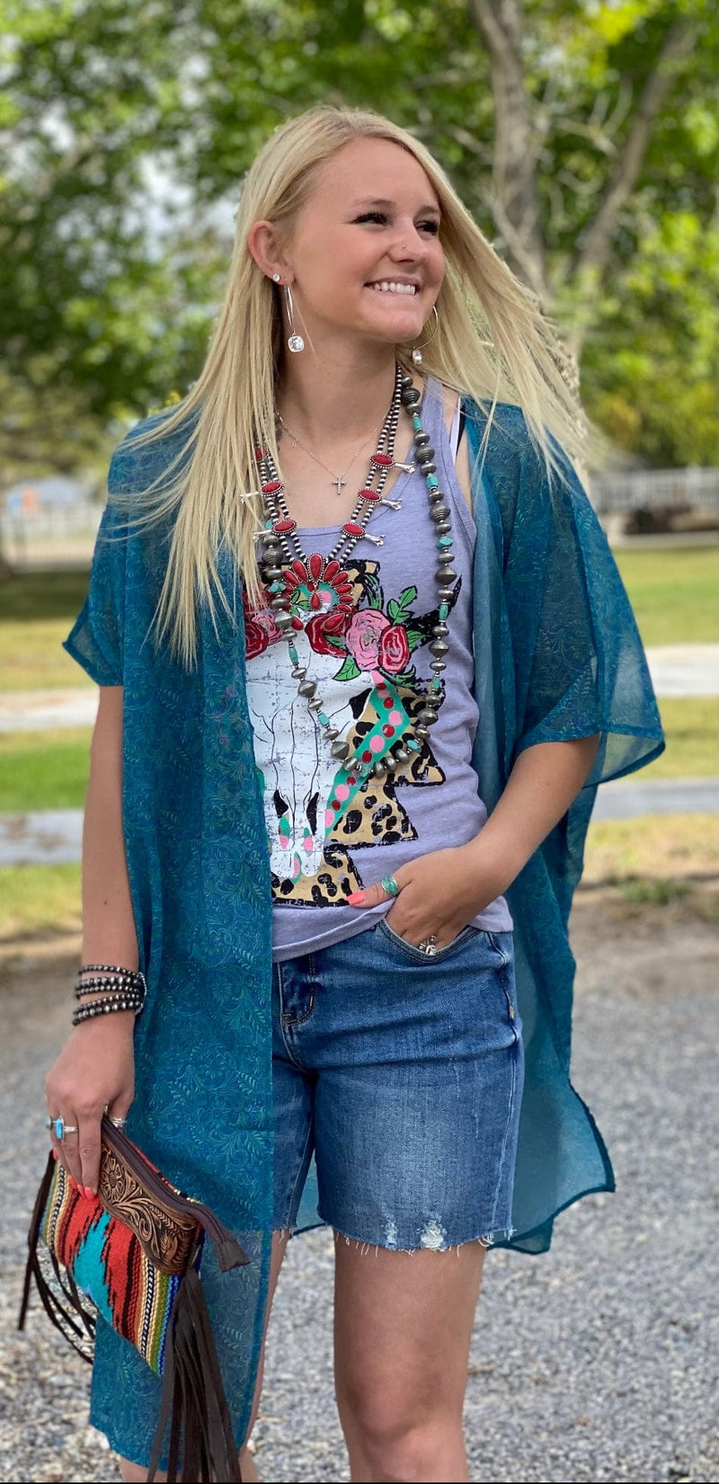 Peach Love Cardigans and Kimonos The Spring Tooled Turquoise Kimono