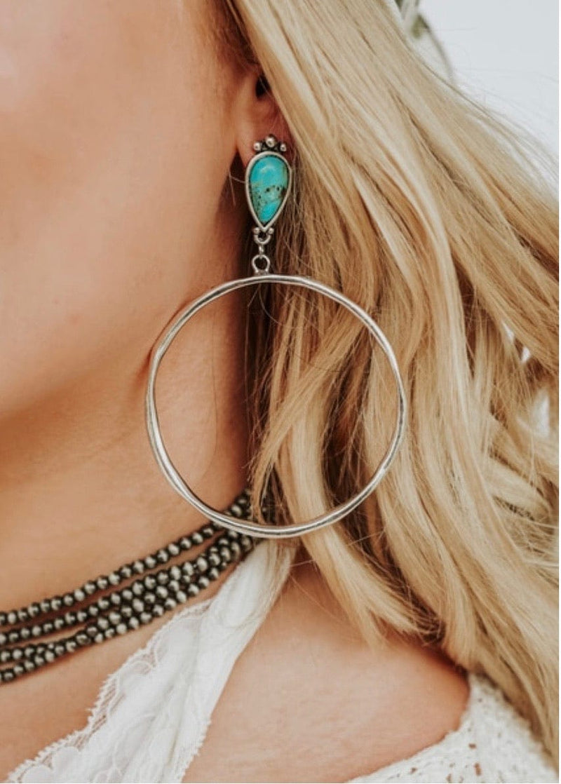 Shop Envi Me Earrings Turquoise The Spring Turquoise Drop Hoop Earrings