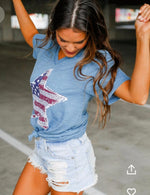 Shop Envi Me It's T-shirt Kinda Day The Stars & Stripes V Neck Tee