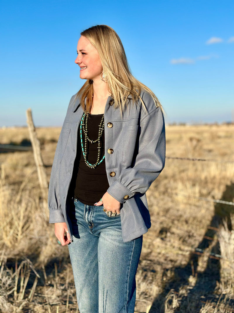 Shop Envi Me Tops and Tunics The Steel Blue Spanish Fork Jacket