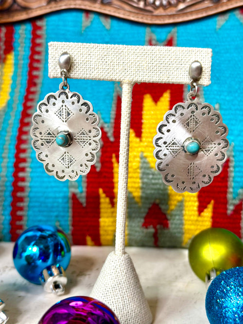 Shop Envi Me Earrings Turquoise The Sterling & Real Turquoise Concho Earring