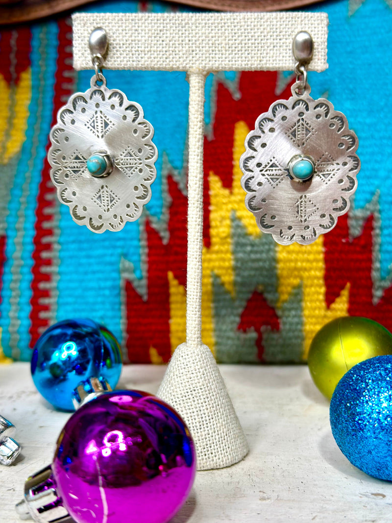 Shop Envi Me Earrings Turquoise The Sterling & Real Turquoise Concho Earring