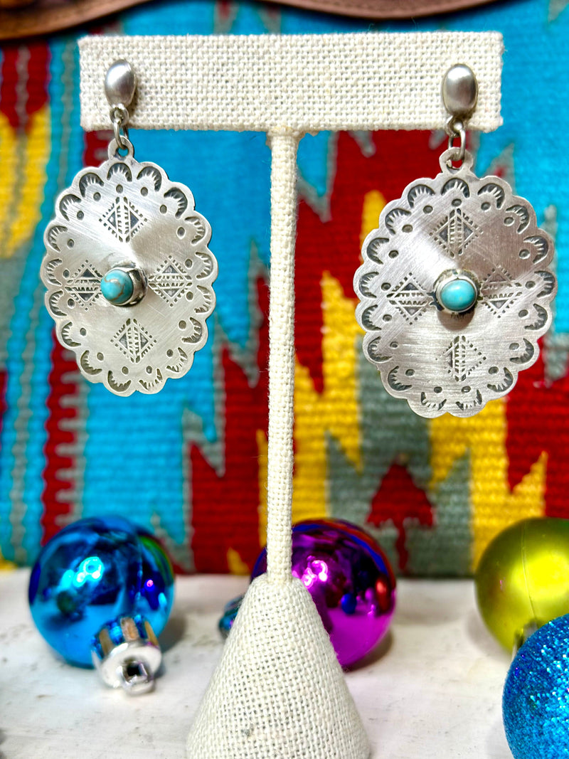 Shop Envi Me Earrings Turquoise The Sterling & Real Turquoise Concho Earring