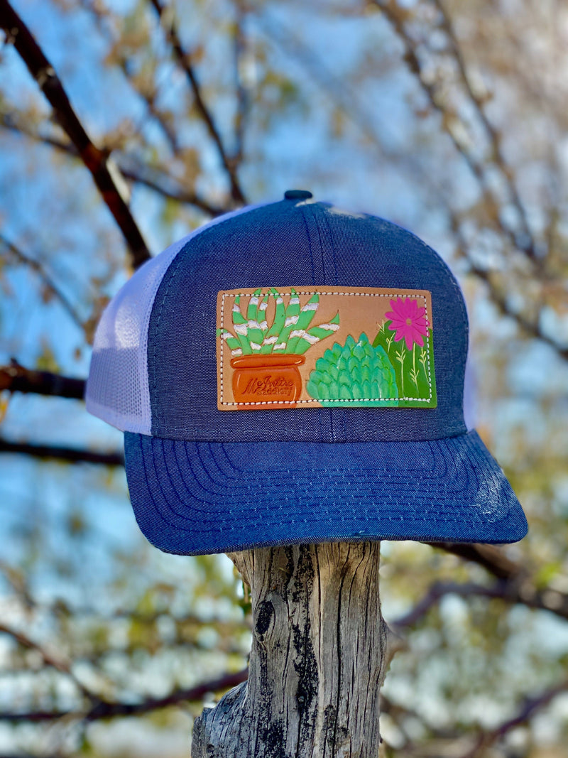 Shop Envi Me Accessories Denim with Cactus The Succulant Cactus Leather Patch Cap