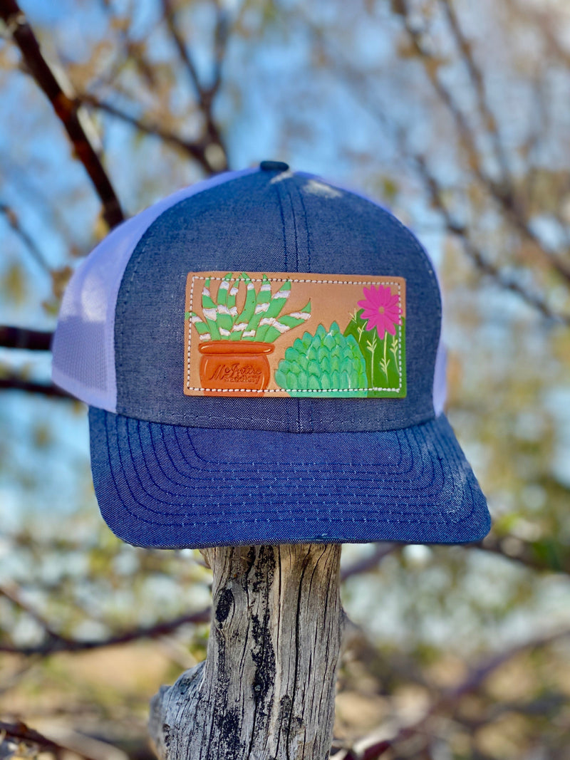 Shop Envi Me Accessories Denim with Cactus The Succulant Cactus Leather Patch Cap