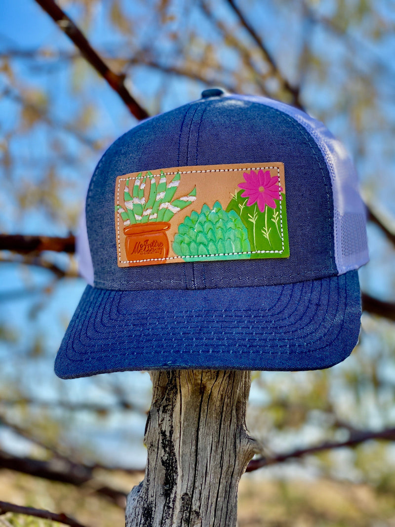 Shop Envi Me Accessories Denim with Cactus The Succulant Cactus Leather Patch Cap