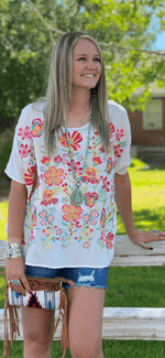 Shop Envi Me Tops and Tunics The Summer Flowers Embroidered Poncho Top