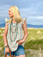 Shop Envi Me Tops and Tunics The Summer Mazatlan Embroidered Stripe Tank Top