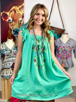 Shop Envi Me Tops and Tunics The Summer Mint Embroidered Dress