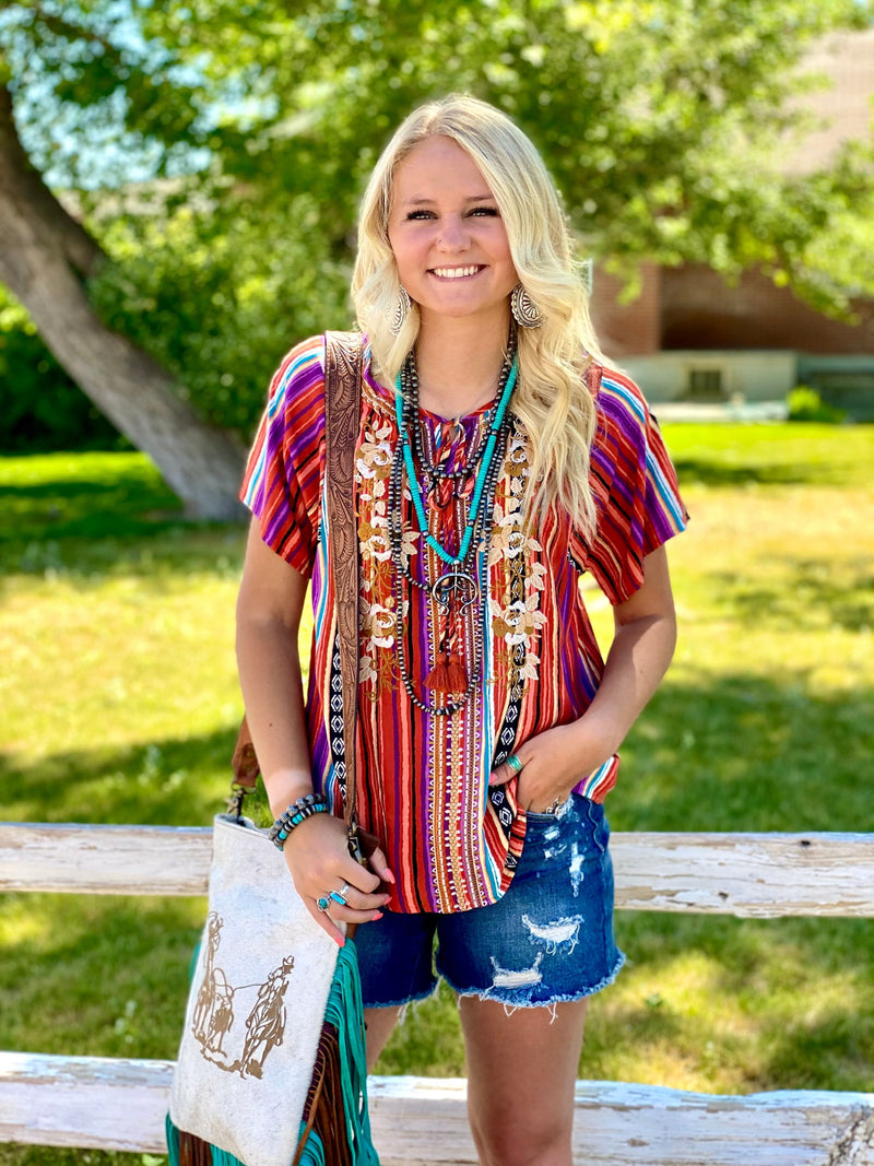 Shop Envi Me Tops and Tunics The Summer San Antonio Señorita Embroidered Top