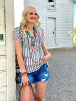 Shop Envi Me Tops and Tunics The Summer Santa Ynez Embroidered V Neck Top