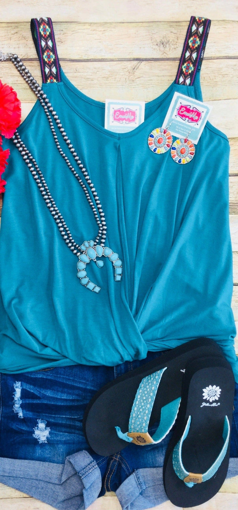 Shop Envi Me Tanks The Summer Teal BlackJack Knot Tank