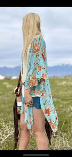 Shop Envi Me Cardigans and Kimonos The Summer Turquoise Floral Kimono