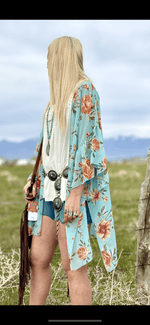 Shop Envi Me Cardigans and Kimonos The Summer Turquoise Floral Kimono