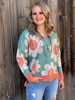 Shop Envi Me Tops and Tunics The Teal & Coral Make You Smile Sweater